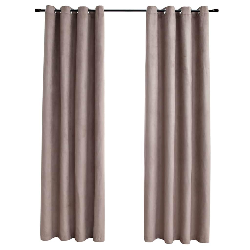 Vidaxl 2X Blackout Curtains With Metal Rings Taupe 140X175cm Blind Drapery