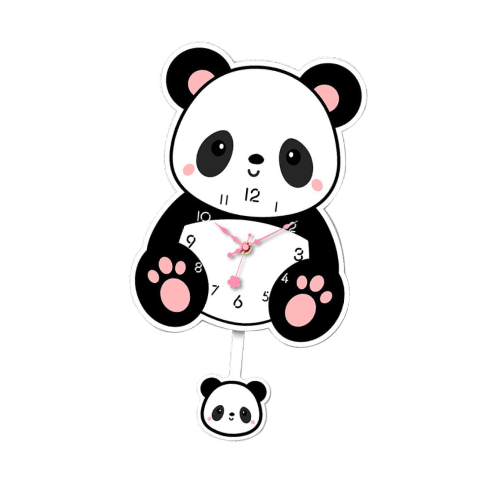 Horloge murale pendule panda au design élégant, finitions soignées pour intérieur chic