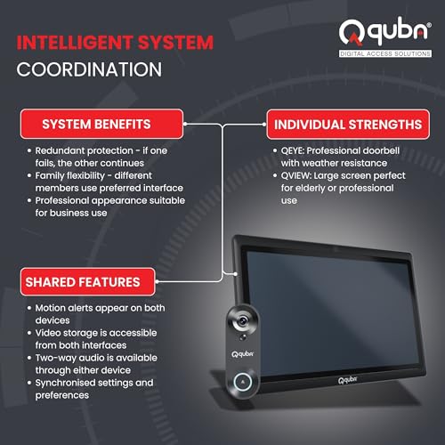 Image of Quba Qdoor+ (Qeye WiFi Video Door Bell + QVIEW Portable Screen Combo) | 2MP 1080P HD Camera with 7 Inch Display, WiFi Control | Two Way Audio | Motion Sensor | Portable Screen | x2 Year Warranty