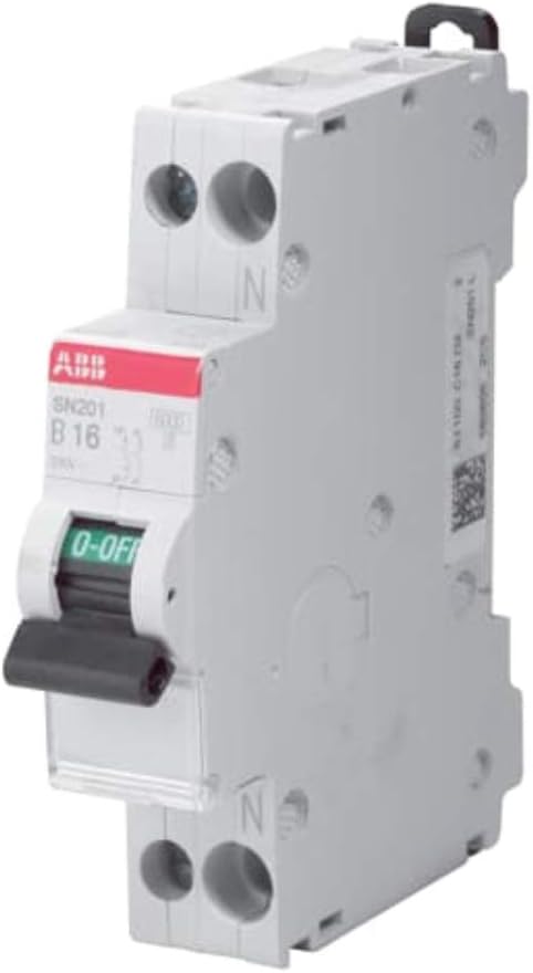 SN201-C16 Miniature Circuit Breaker, 1 Pole+N Pole, Type C, 6kA Breaking Capacity, 16 Amp Current (2CSS255101R0164)