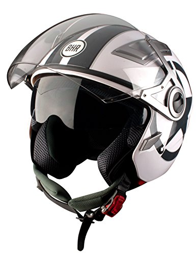 BHR 93280 Casco Doppia Visiera Modello Double 709, Star Bianco, S