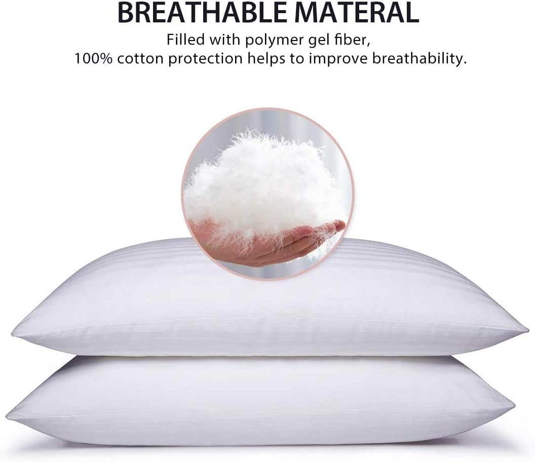 oaskys Bed Pillows for Sleeping King Size Fiber Pillows (2 Pack) Home & Hotel
