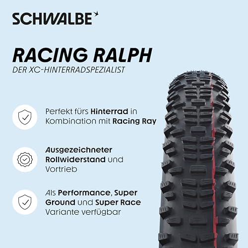 Schwalbe Fahrradreifen Racing Ralph – Cross Country Fahrradreifen – Hinterrad 26, 27.5 & 29 Zoll – TLE/TLR Reifen für Mountainbike… – Ansicht 2