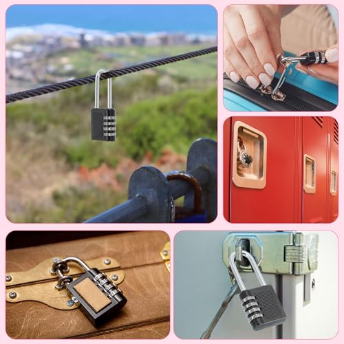 Image of MECCANIXITY 4 Inch Long Shackle Combination Locks, 4 Digit Combination Padlock for Gym Sports Locker Lock Outdoor Fence Case Gate Hasp Storage, Black