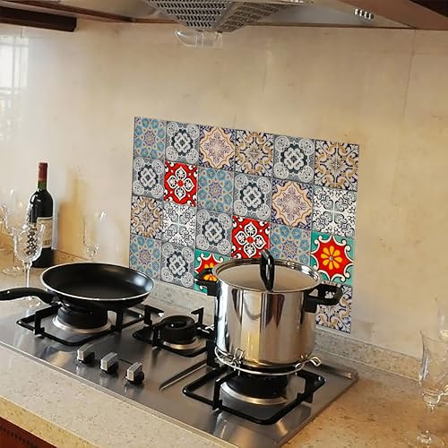 Image of WallDesign Mosaic Tile Self-Adhesive Sticker - 16 x 24 inch Waterproof Easy Clean Durable Vinyl Decorative Film for Kitchen Counter, Washbasin, Table, Wall, Cupboard
