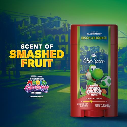 Image of Old Spice Aluminum Free Deodorant for Men, Old Spice x The Super Mario Galaxy Movie, 24 /7 Lasting Freshness, Lasting Odor Protection, Smell Super with Brooklyn Bounce, Smashed Fruit Scent, 3.0 oz