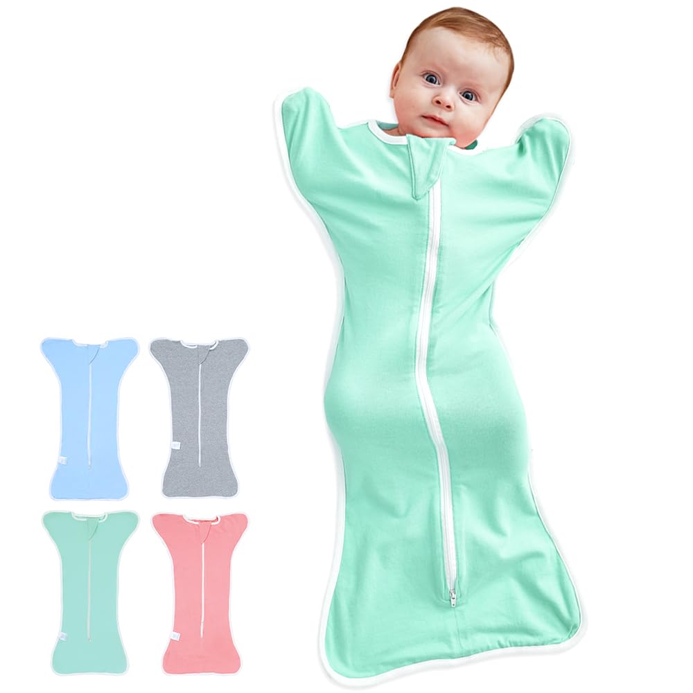 HINATAA Pucksack Baby 0-3 Monate/ 3-6 Monate, Baby Schlafsack Neugeborene Bio-Baumwolle, Baby Swaddle Ganzjahres, Baby Wickeldecke für Jungen Mädchen, Verstellbarer Pucktücher Baby