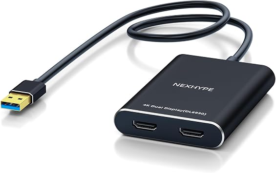 USB 3.0 / USB-C Dual HDMI Adapter - Supports Dual 4K60/2K120 Outputs with Displaylink Chip, Compatible with Windows/iOS/Linux System, Extend Dual Monitor on Mac/Lenovo/ASUS and More