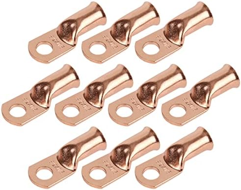 RIOCAN 10pcs 2/0 AWG-3/8”(M10) Ring Terminals Battery Lugs Battery Cable Ends Heavy Duty Wire Lugs 00 Gauge Terminals Copper Lugs Battery Terminal Connectors