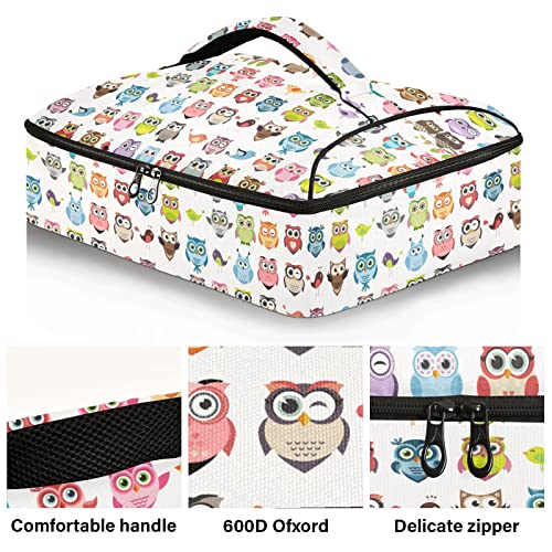 Alaza Insulated Casserole Carrier, Set Of Color Cartoon Owls And Birds Lunch Bag For Potluck Parties, Picnic And Cookouts #TOP1