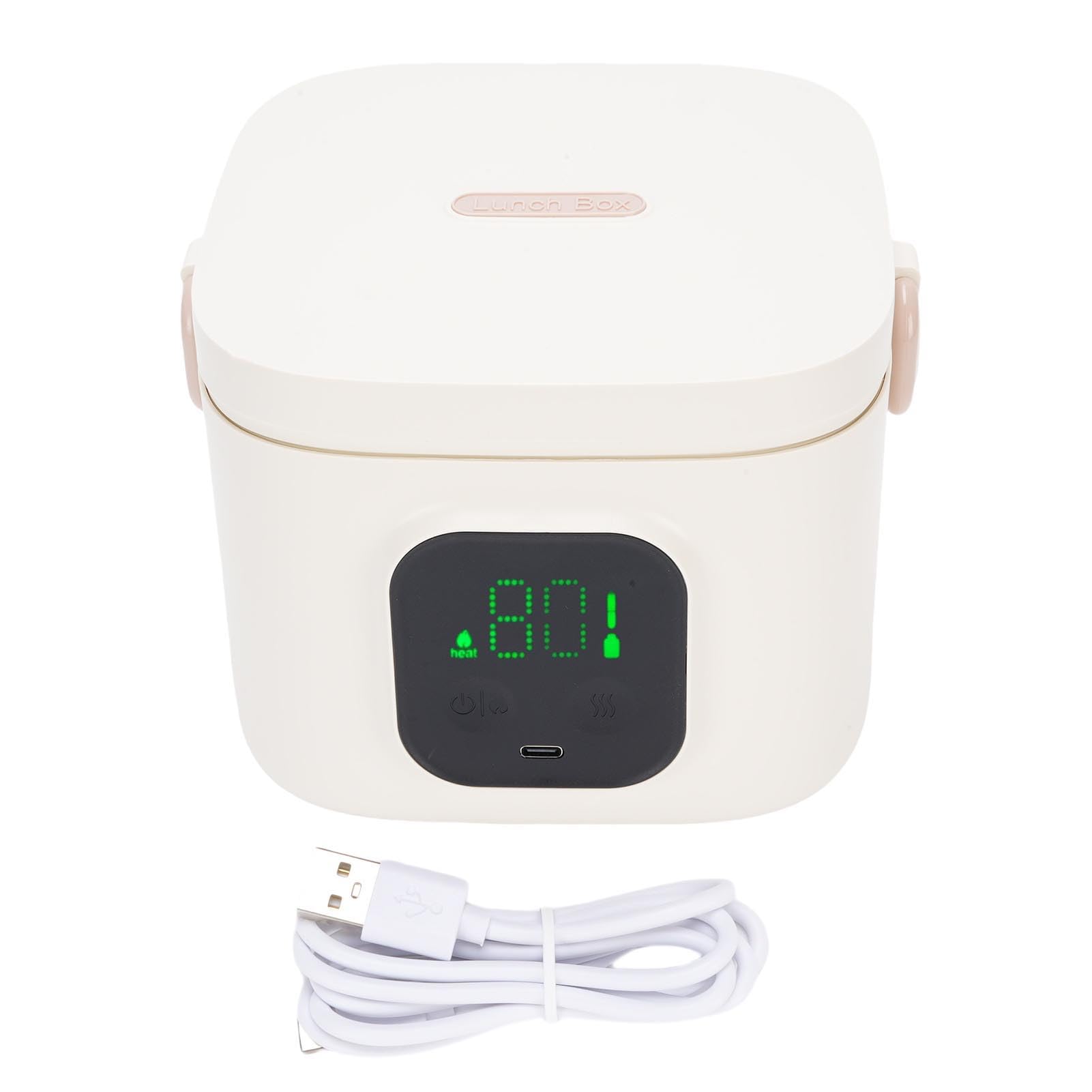 Tnfeeon Lunch Box Elettrico Senza Fili, Il Riscaldamento Rapido da 25 W Riscalda i Pasti in 20-80 Minuti Contenitore in Acciaio Inossidabile da 17 Once per Studenti Viaggiatori in Ufficio