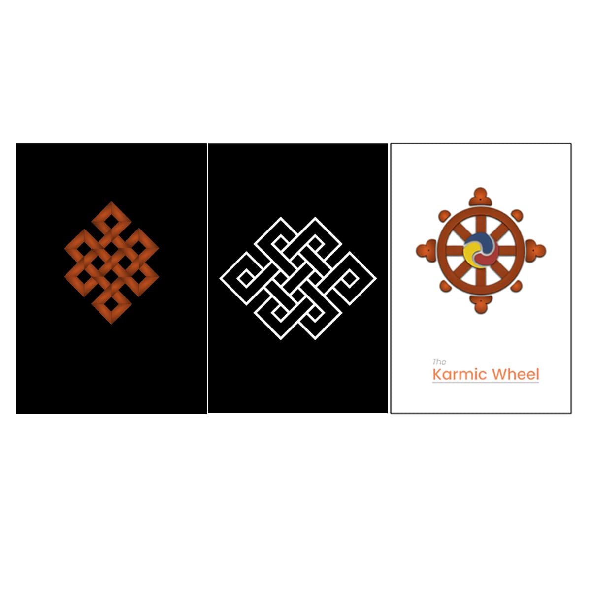 ORIGINAL VASTU SET | Aditya Gift Gallery / 1 karmic wheel with frame and 2 peice Eternal Or The Endless Knot Poster With Frame For Business Growth/VASTU DOSH/A4 Size/8x12 INCH