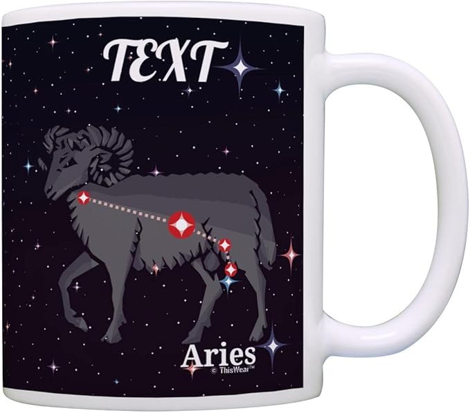 Aries Gifts For Women Personalized Zodiac Sign Aries Constellation Personalized 11oz Ceramic Coffee Mug with Handle