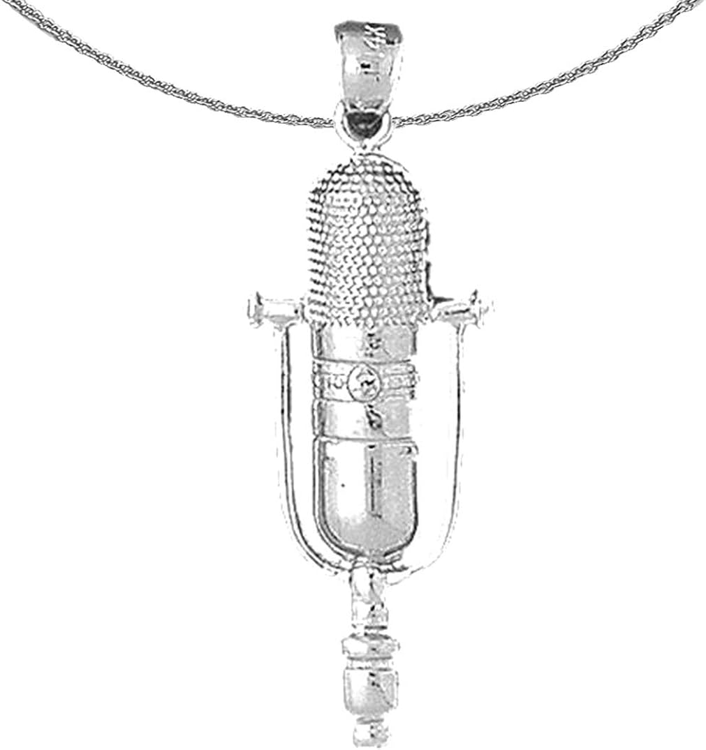 Jewels Obsession Silver Microphone Necklace Rhodium