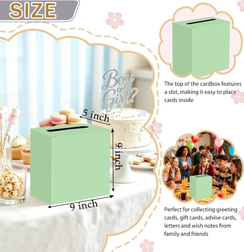 Image of SietDESEO Sage Green Card Box for Graduation Large Cardboard Gift Card Box Holder for Wedding Reception Birthday Graduation Baby Shower Raffle Ticket Box with Slot