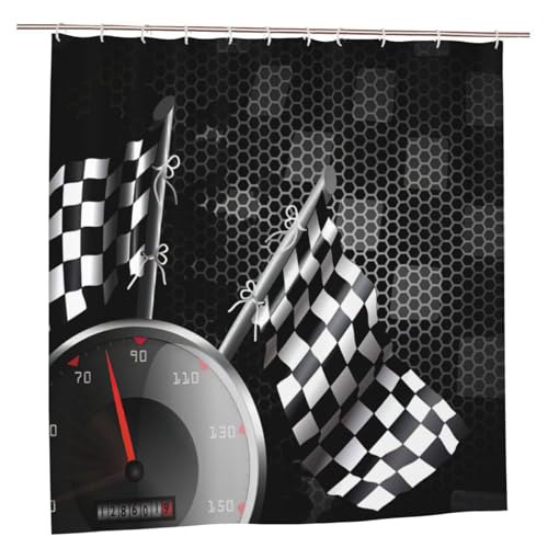 Rideau de douche imprimé drapeau carreaux accessoires salle de bain