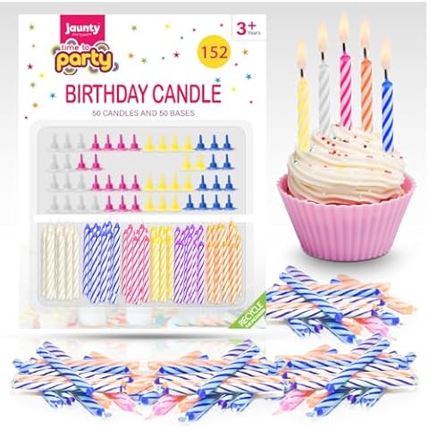 SOL 152pcs Multicoloured Birthday Candles Set Cover