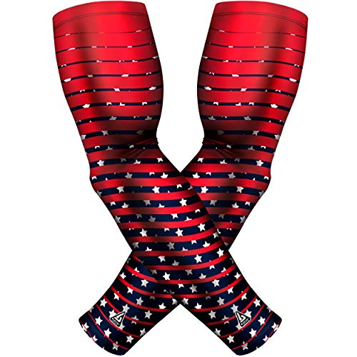 Image of B-Driven Sports Pro-Fit Compression Arm Sleeves - 1-Pair, 30+ Designs, Adult /Youth Sizes, for Athletic and General Purpose Use.