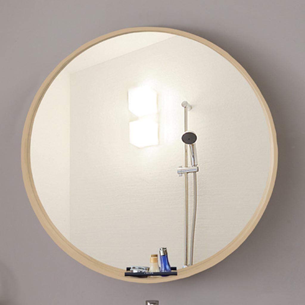 Specchio Espejo de pared redondo con estante de almacenamiento incorporado, marco grande de madera, espejo circular para baño, sala de estar, dormitorio, pasillo, decoración de pared, espejo de m