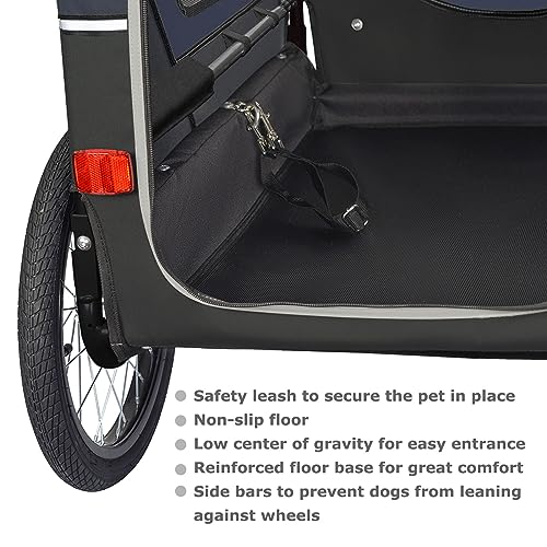 Doggyhut S-Line XL Hundeanhänger & Hundebuggy mit Federung 2 in 1 Hunde Fahrradanhänger Jogger gefedert bis 45 kg (Blau/Schwarz)