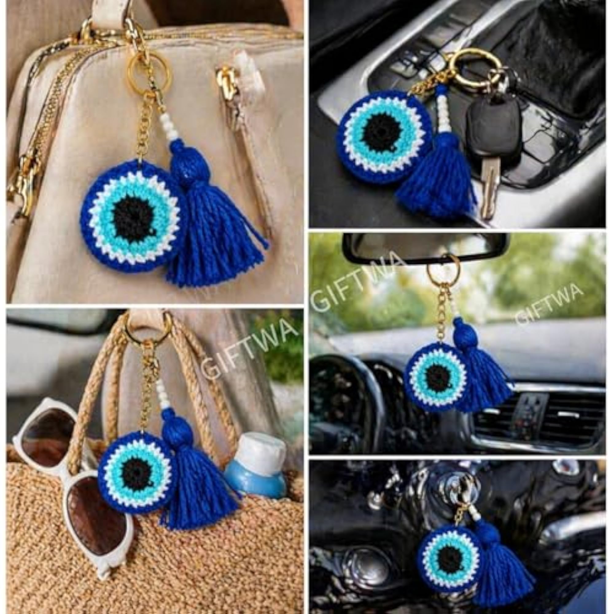 Evil Eye Dream Catcher with Matching Keychain Combo Set