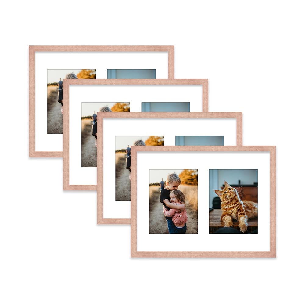 Bronze Multi Photo Frame - Holds 2 x 8x6 Pictures, Family Collage Picture Frame for Wall Display, 16x12 Frame size, Set of 4