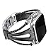bayite Leather Bands Compatible with Fitbit Versa, Handmade Replacement Bracelet Straps Women Men, New Black