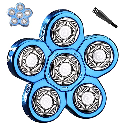 Universal Blue 6 Blades Shaver Replacement Heads for Head Shaver