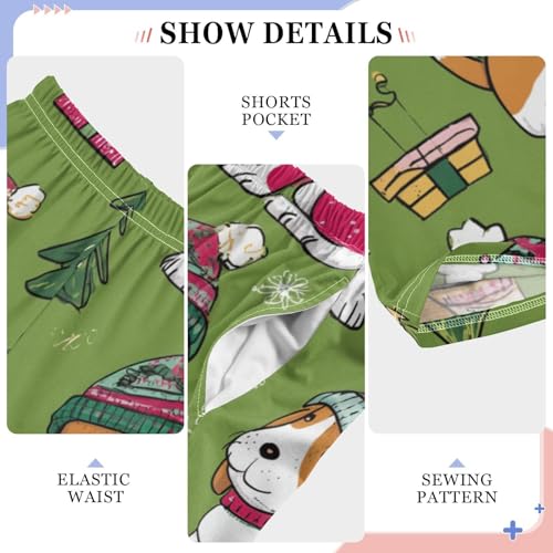 ZZXXB Lovely Beagle Xmas Trees Boys Long Pants Soft Trousers Elastic Waist Kids Lounge Bottoms with Pockets S-XL4