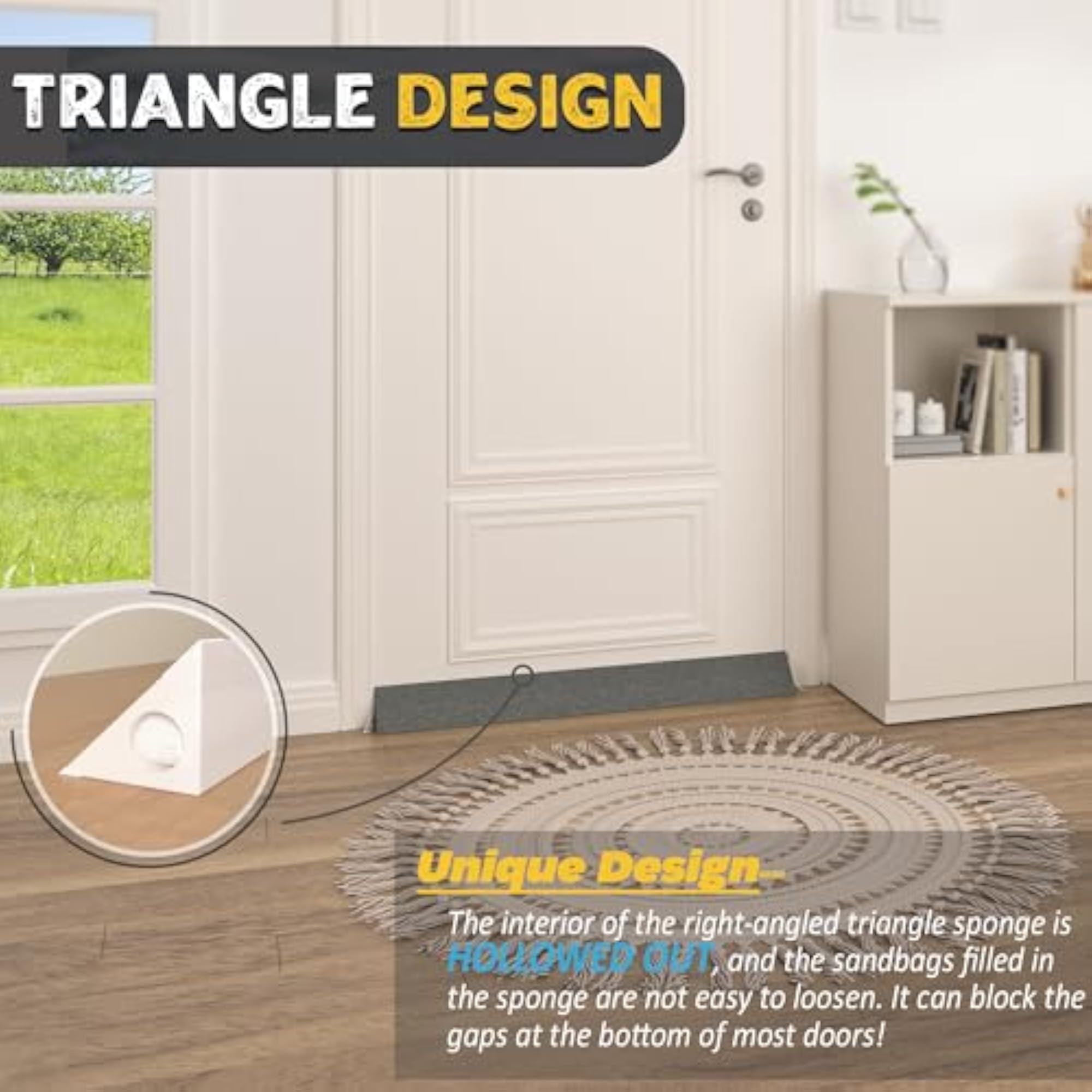 Upgraded Heavy Duty Draft Excluder for Doors, 35.4'' Wedge Design