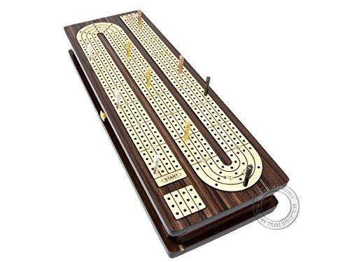 House Of Cribbage 21-14-SL-RW-4T-120 Continuous Cribbage Board Inlaid 4 Tracks Rosewood/Maple thumb #4