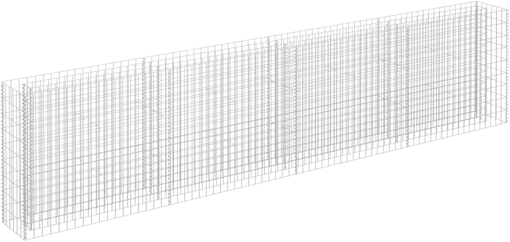 vidaXL Gabion Raised Bed Silver Galvanized Steel 177.2 x 11.8 x 35.4 in