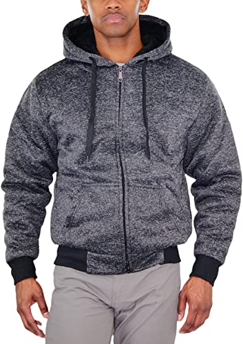 Image of ToBeInStyle Men's Polar Fleece Long Sleeve Zip Up Kangaroo Pocket Cold Weather Hoodie Jacket