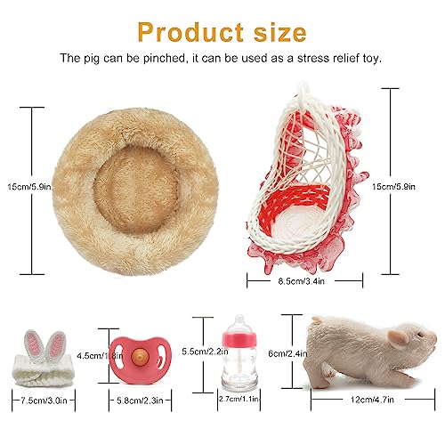 Muñeco cerdito de silicona realista de 12 cm miniatura 2