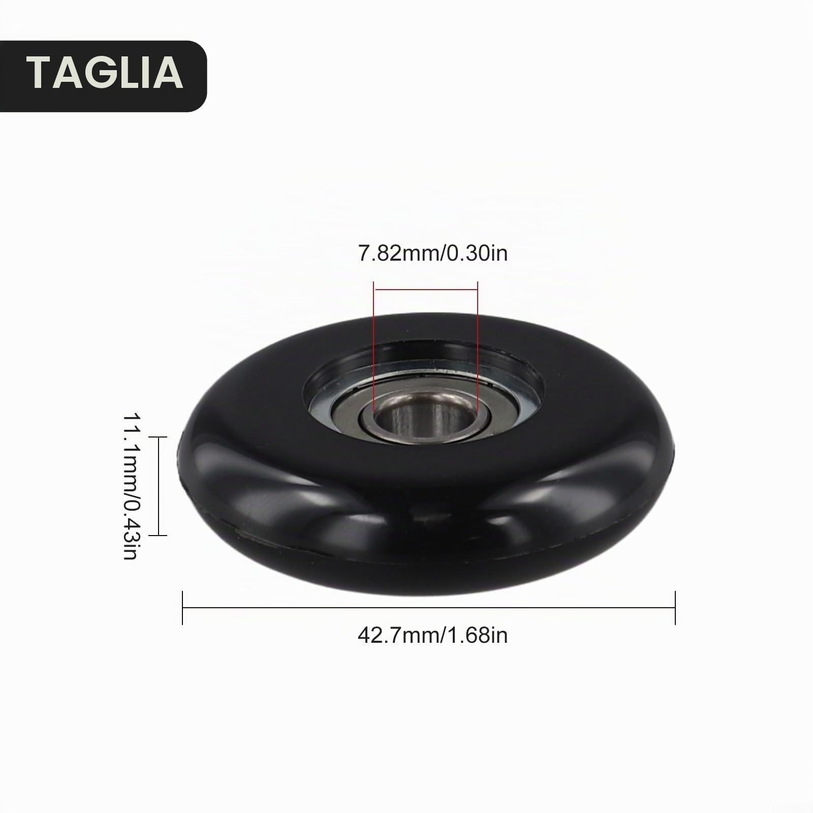 Ruota Sedile per Vogatore da 43 mm di Diametro, puleggia di Ricambio in plastica ad Alta Resistenza con Cuscinetto in Acciaio a Diametro Interno di 8 mm per Attrezzature da Fitness (4 Pezzi)