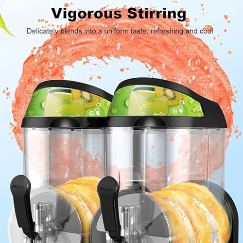 Kommerzielle Eis-Slushy-Maschine, professionelle gefrorene Slushy-Maschine mit 2,5 l x 2 Tank, 300 W Edelstahl-Slushy-Maschine, Kühlung u – Bild 7