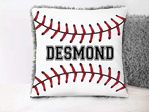 Baseball Personalized Grey Plush Pillow With Name