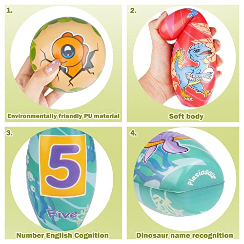 Iwutefet Kids Dinosaur Bowling Toys Set - Soft Foam 10 Pins And 2 Ball With Number - Fun Eductional Games Indoor Outdoor Bowling Set For Children Boy Girl Learning Development Party Favor Gifts #TOP3