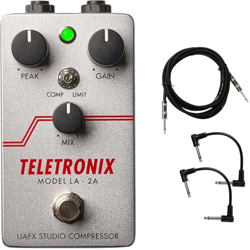 Universal Audio UAFX Teletronix LA-2A Studio Compressor Amplifier Pedal - Bundle with Instrument Cable and 2 Patch Cables