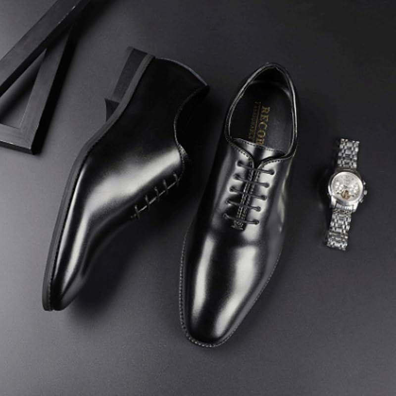 Men's Retro Dress Shoes Mens Handmade Leather Modern Classic Lace up Leather Lined Perforated Dress Oxfords Shoes3