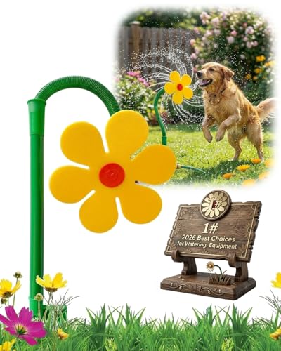 Crazy Daisy Sprinkler Dog Flower Fun Water Sunflower Toy Dazy for Yard & Kids Dancing Hose Play Chain Lawn Garden 2026 Upgrade Daisies 360 Rotating Swinging Funny Small Nails Outdoor (Yellow)