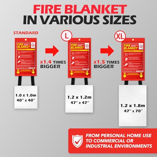 Image of 72 HRS Emergency Fire Blanket 40 inchx40 inch - Fire Safety Tool for Home, Kitchen, Camping, Survival | Fire Extinguisher Alternative for Grill, Welding, Fire Pit