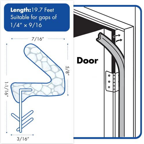 Door Weather Stripping Door Frame Soundproof Seal Strip - 19.7 Feet V-Shaped Q Foam Kerf Weatherstripping Seal Strip For Doors Windows, Card Slot Installation Seals Large Gap #TOP4