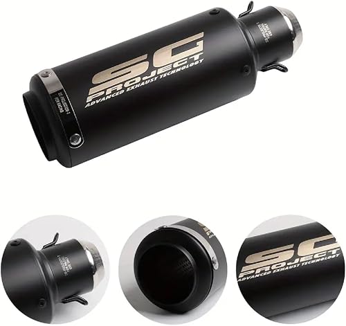 SG Performance Motorcycle Exhaust Muffler, Black, Universal Fit with Mounting Hardware