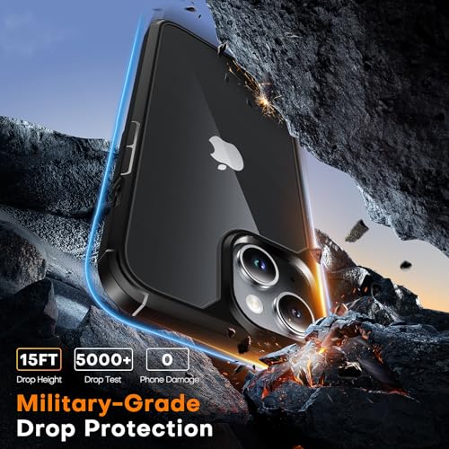 Image of TAURI for iPhone 15 Case, with Screen Protector, Black