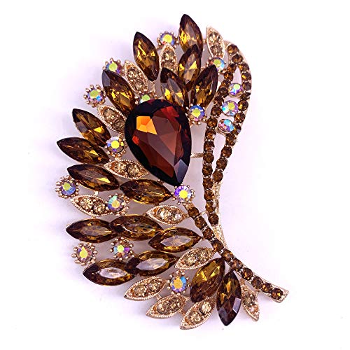 Image of SELOVO Rhinestone Crystal Big Large Brooch Pin Jewerly Accessory Gold Tone