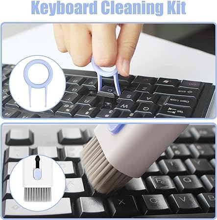 Image of 7 in 1 Multi-Function Laptop Cleaning Brush /Keyboard Cleaning kit /Gadget Cleaning kit Gap Duster Key-Cap Puller for Laptop,Monitor,Keyboard and Earphones with Spray Bottle