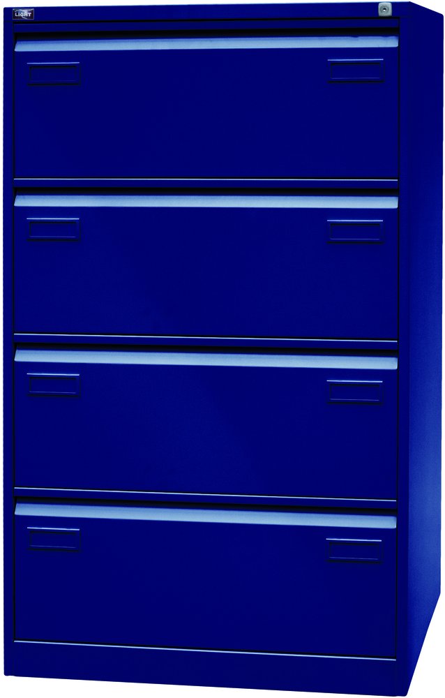 Bisley LIGHT Hängeregistraturschrank, doppelbahnig, DIN A4, 4 HR-Schubladen, Metall, 639 Oxfordblau, 62.2 x 80 x 132.1 cm