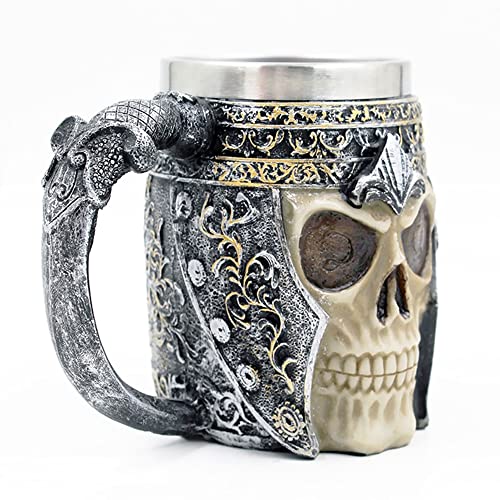 Snsowed Caneca de cerveja 450ml Crânio Café Inoxidável Café Água Bebendo Copo para Escritório Home B