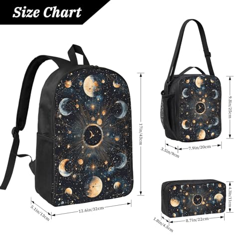 Celestial Backpacks 3 Pcs Fashion Casual Backpack with Fun Graphic Cartoon Print for Travel Work2